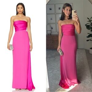 Revolve NBD Amira Gown in Pop Pink Strapless Evening Gown Maxi Dress Small NWT